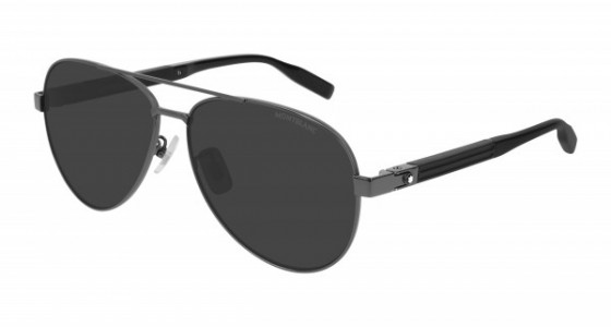 Montblanc MB0032S Sunglasses, 005 - GUNMETAL with BLACK temples and GREY polarized lenses