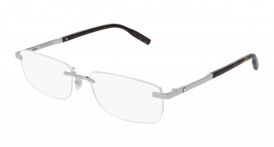 Montblanc MB0023O Eyeglasses, 005 - SILVER with TRANSPARENT lenses
