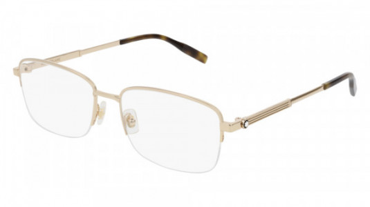 Montblanc MB0028O Eyeglasses, 005 - GOLD with TRANSPARENT lenses