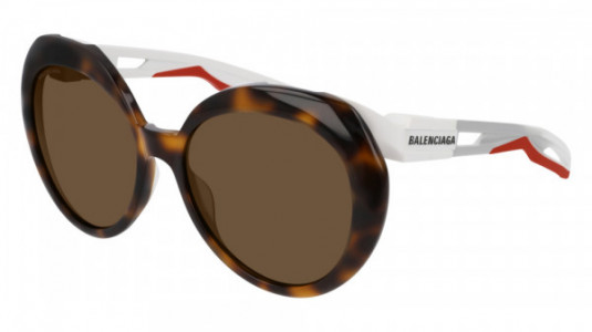 Balenciaga BB0024S Sunglasses, 002 - HAVANA with SILVER temples and BROWN lenses