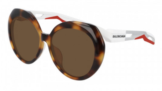 Balenciaga BB0024SA Sunglasses, 002 - HAVANA with SILVER temples and BROWN lenses