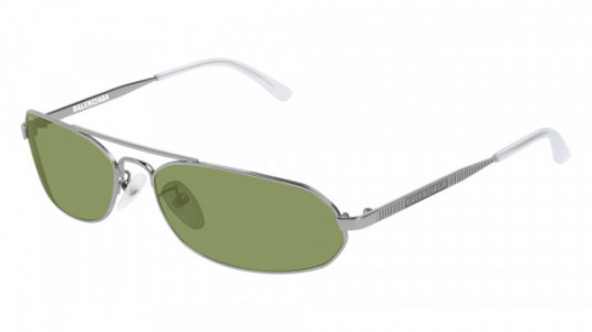 Balenciaga BB0010S Sunglasses, 002 - RUTHENIUM with GREEN lenses