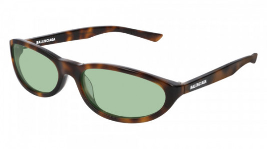 Balenciaga BB0007S Sunglasses, 002 - HAVANA with GREEN lenses