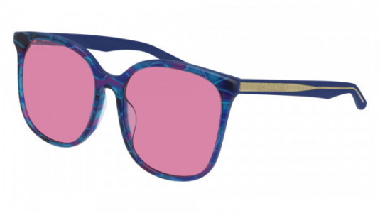 Balenciaga BB0018SK Sunglasses, 004 - MULTICOLOR with LIGHT-BLUE temples and PINK lenses