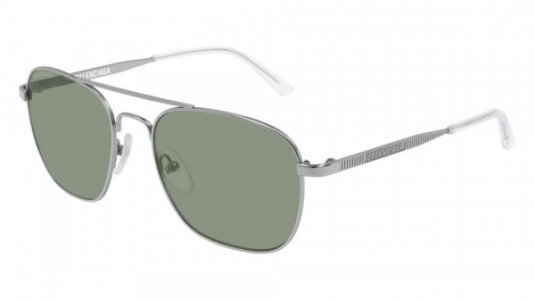 Balenciaga BB0037S Sunglasses, 002 - RUTHENIUM with GREEN lenses