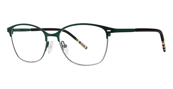 Genevieve QUINN Eyeglasses, Matte Emerald/Silver