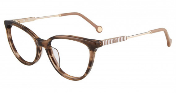 Carolina Herrera VHE817 Eyeglasses, Brown Horn 06YH