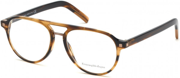 Ermenegildo Zegna EZ5147 Eyeglasses, 050 - Shiny Brown W. Amber Stripes, Vicuna