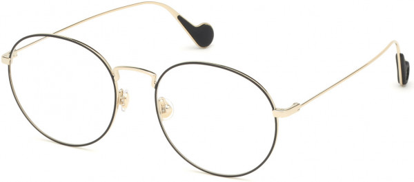 Moncler ML5059 Eyeglasses, 32A - Shiny Pale Gold, Navy Blue Enamel Rims, Navy Blue Tips