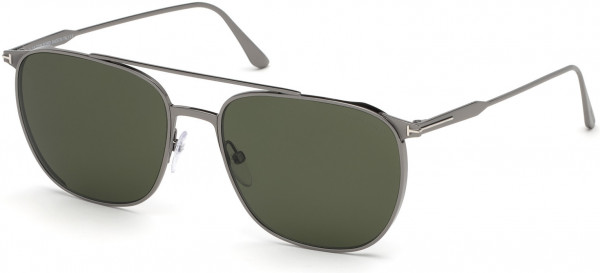 Tom Ford FT0692 Kip Sunglasses, 12N - Shiny Dark Ruthenium/ Green Smoke Lenses