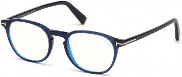 Tom Ford FT5583-B Eyeglasses, 090 - Shiny Transp. Blue, Shiny Palladium 