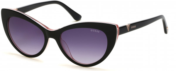 Guess GU7647 Sunglasses, 01B - Shiny Black  / Gradient Smoke