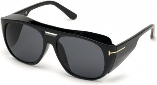 Tom Ford FT0799 Fender Sunglasses, 01A - Shiny Black/ Smoke Lenses - Fw19 Adv Style