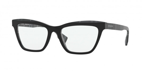 Burberry BE2309F RYDE Eyeglasses, 3829 TOP BLACK ON CHARCOAL CHECK (BLACK)