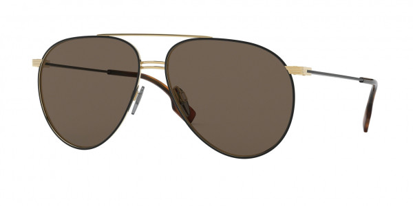 Burberry BE3108 Sunglasses, 1293/3 GOLD/MATTE BLACK BROWN (GOLD)
