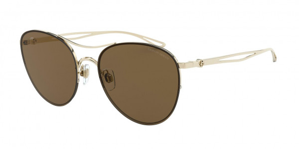 Giorgio Armani AR6101 Sunglasses, 301373 PALE GOLD BROWN (GOLD)