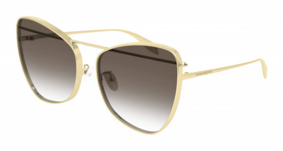 Alexander McQueen AM0228S Sunglasses, 002 - GOLD with BROWN lenses
