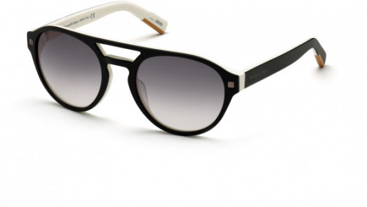 Ermenegildo Zegna EZ0134 Sunglasses, 92W - Matte Black & White, Vicuna / Gr. Smoke