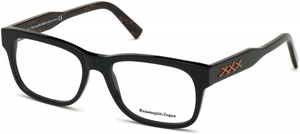 Ermenegildo Zegna EZ5173 Xxx 7 Eyeglasses, 001 - Shiny Black, Triple Xxx Vicuna Logo
