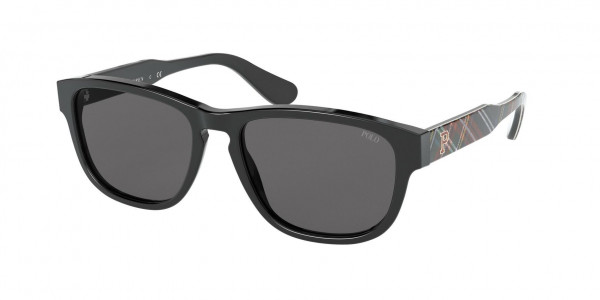 Polo PH4158 Sunglasses, 500187 SHINY BLACK DARK GREY (BLACK)
