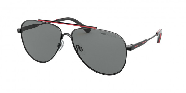 Polo PH3126 Sunglasses, 900381 SHINY BLACK & RED POLAR GRAY (BLACK)