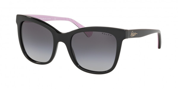 Ralph RA5256 Sunglasses, 50018G SHINY BLACK GRADIENT GREY (BLACK)