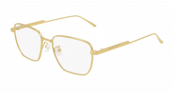 Bottega Veneta BV1015O Eyeglasses, 002 - GOLD with TRANSPARENT lenses