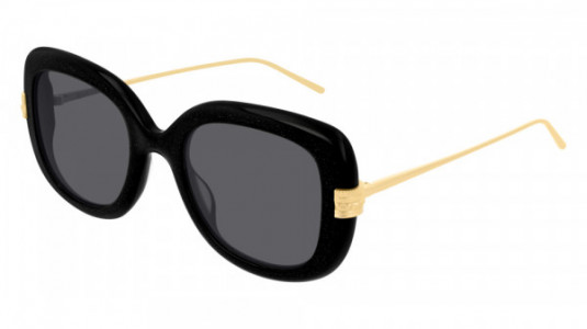 Boucheron BC0087S Sunglasses, 001 - BLACK with GOLD temples and GREY lenses