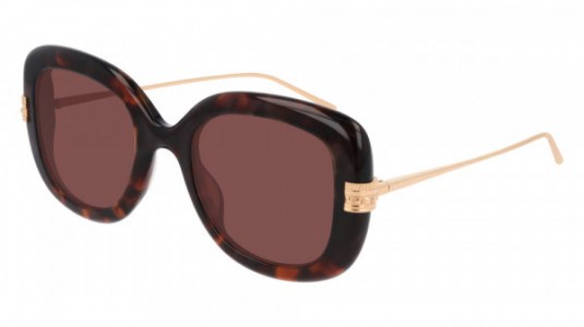 Boucheron BC0087S Sunglasses, 003 - HAVANA with GOLD temples and BROWN lenses