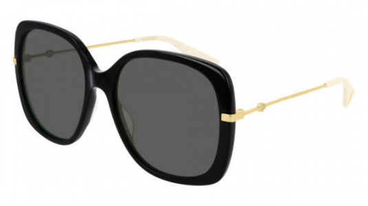 Gucci GG0511S Sunglasses, 001 - BLACK with GOLD temples and GREY lenses