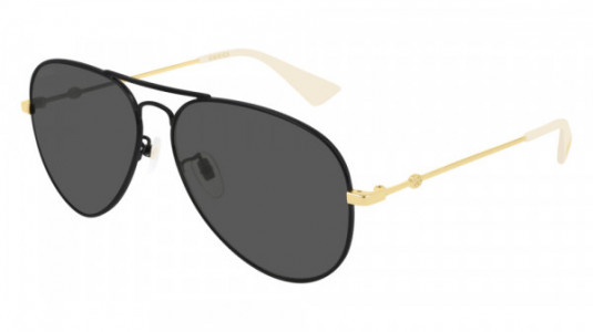 Gucci GG0515S Sunglasses, 001 - BLACK with GOLD temples and GREY lenses