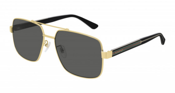 Gucci GG0529S Sunglasses, 001 - GOLD with CRYSTAL temples and GREY lenses