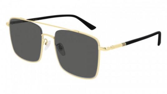 Gucci GG0610SK Sunglasses, 001 - GOLD with BLACK temples and GREY lenses