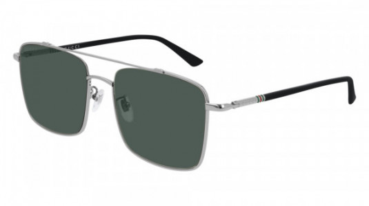Gucci GG0610SK Sunglasses, 003 - RUTHENIUM with BLACK temples and GREEN lenses
