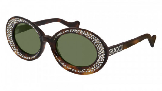 Gucci GG0618S Sunglasses, 001 - HAVANA with GREEN lenses
