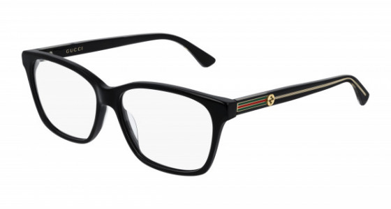 Gucci GG0532O Eyeglasses, 001 - BLACK with CRYSTAL temples and TRANSPARENT lenses