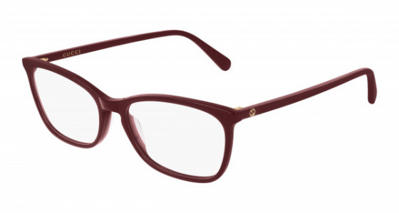 Gucci GG0548O Eyeglasses, 004 - BURGUNDY with TRANSPARENT lenses