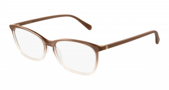 Gucci GG0548O Eyeglasses, 007 - BROWN with TRANSPARENT lenses
