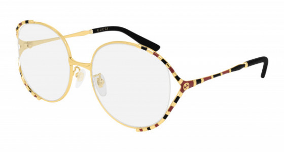 Gucci GG0596OA Eyeglasses, 003 - GOLD with TRANSPARENT lenses
