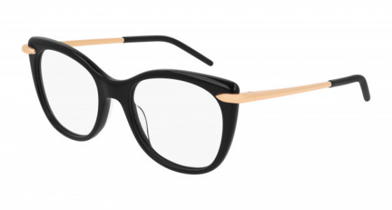 Pomellato PM0075O Eyeglasses, 001 - BLACK with GOLD temples and TRANSPARENT lenses