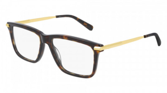 Brioni BR0071O Eyeglasses, 002 - HAVANA with GOLD temples and TRANSPARENT lenses
