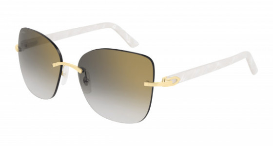 Cartier CT0001RS Sunglasses, 001 - GOLD with WHITE temples and GREY lenses