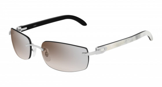 Cartier CT0018RS Sunglasses, 001 - SILVER with WHITE temples and SILVER lenses