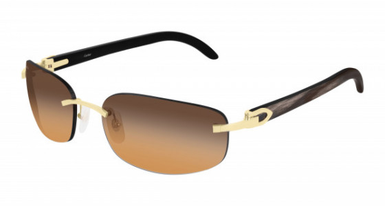 Cartier CT0020RS Sunglasses, 001 - GOLD with BLACK temples and BROWN lenses