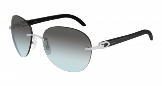 Cartier CT0025RS Sunglasses, 001 - SILVER with BLACK temples and GREY lenses