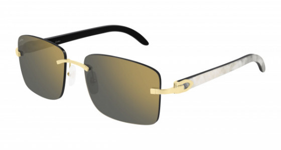 Cartier CT0030RS Sunglasses, 001 - GOLD with WHITE temples and GREY lenses