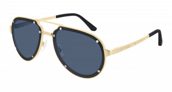 Cartier CT0195S Sunglasses, 003 - GOLD with LIGHT BLUE lenses