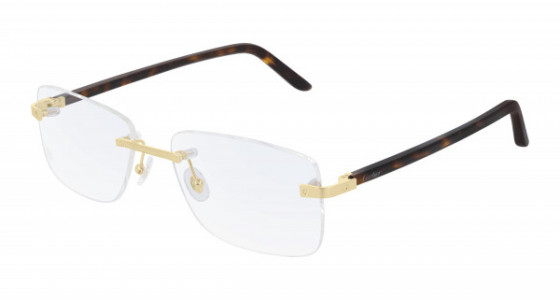 Cartier CT0216OA Eyeglasses, 003 - GOLD with HAVANA temples and TRANSPARENT lenses
