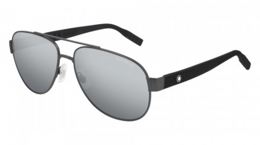 Montblanc MB0064S Sunglasses, 008 - RUTHENIUM with BLACK temples and GREY lenses