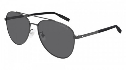 Montblanc MB0081SK Sunglasses, 001 - RUTHENIUM with BLACK temples and GREY lenses